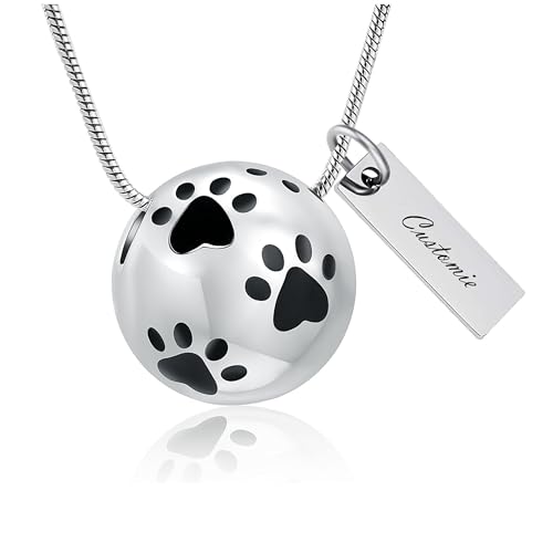 AIWENXI Pfote Urne Einäscherung Halskette Hund Katze Haustier Pfote drucken Einäscherung Schmuck für Haustier Asche Tier Keepsake Memorial Charm Anhänger Halskette von AIWENXI