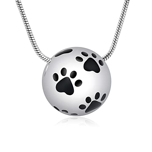 AIWENXI Pfote Urne Einäscherung Halskette Hund Katze Haustier Pfote drucken Einäscherung Schmuck für Haustier Asche Tier Keepsake Memorial Charm Anhänger Halskette von AIWENXI