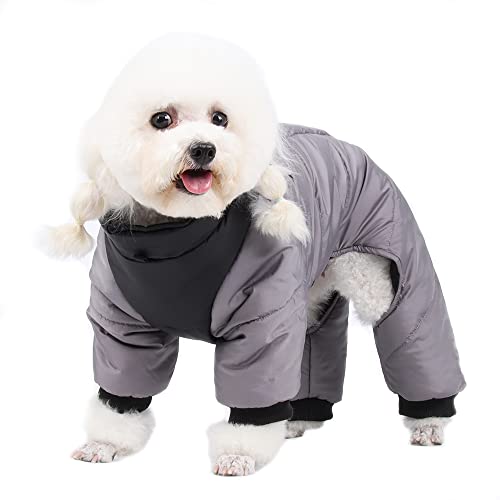 AIWOKE Wasserdichter Warmer Hundemantel,Kaltes Wetter reflektierende Mäntel Kleine Hundejacke mit Geschirr Hund Kleidung für mittelgroße Hunde Winter Welpen Haustier Pullover Jumpsuit Outdoor von AIWOKE