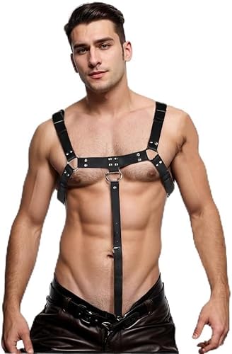 Harness Gürtel Kostüm für Herren, verstellbares Herren-Leder-Körpergeschirr, sexy Brustgeschirr, Gürtel, Outfits, Muskel-Highlights für Partys, Nachtclub, Cosplay, Clubwear von AIYINIY