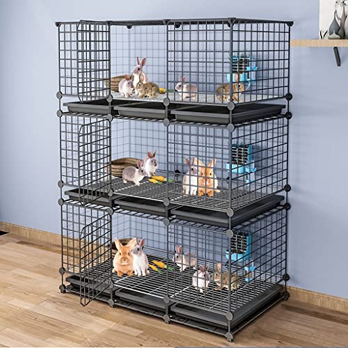 AJAAS Indoor-Kaninchenkäfig, Kaninchenkäfig – Heimwerker-Haustier-Laufstall, Metallgehäuse mit tür für Kaninchen, Geeignet für Kleine Haustiere, Kaninchen, Igel, Katze (Size : 142x111x39cm) von AJAAS