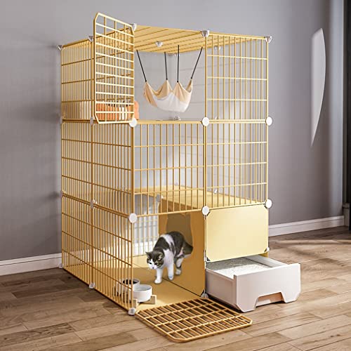 AJAAS Katzenkäfig, Katzenzaun für Den Innenbereich, Abnehmbar, Zwingerkiste, Großer üBungsbereich, Ideal für 1-2 Katzen Mit Schubladen-Katzenkäfig (Size : 109x95x75cm) von AJAAS