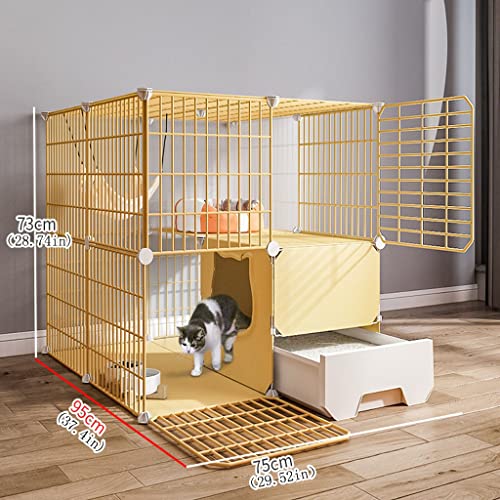 Katzenkäfig, Katzenzaun für Den Innenbereich, Abnehmbar, Zwingerkiste, Großer üBungsbereich, Ideal für 1-2 Katzen Mit Schubladen-Katzenkäfig (Size : 73x95x75cm) von AJAAS