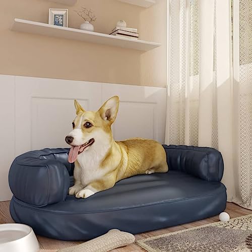 AJJHUUKI Pet Supplies Ergonomisches Hundebett aus Schaumstoff, Dunkelblau, 88 x 65 cm, Kunstleder, Tiere & Haustierbedarf von AJJHUUKI