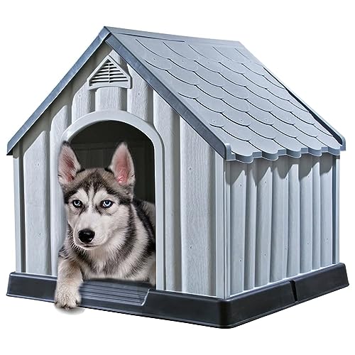 Pet Supplies Hundehütte grau 92x87x91cm Kunststoff Tiere & Haustierbedarf von AJJHUUKI