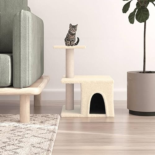 Pet Supplies Kratzbaum mit Sisal-Kratzstämmen Creme 48 cm Tiere & Haustierbedarf von AJJHUUKI