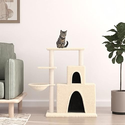 Pet Supplies Kratzbaum mit Sisal-Kratzstämmen Creme 83 cm Tiere & Haustierbedarf von AJJHUUKI