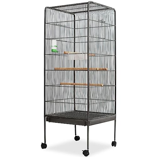 Pet Supplies Vogelkäfig schwarz 54x54x146cm Stahl Tiere & Haustierbedarf von AJJHUUKI