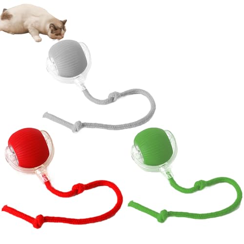 AJUYOL Interaktiver Katzenball für drinnen, rollender Ball zur Unterhaltung der Katze, automatischer beweglicher Ball, Spielzeug für drinnen, wiederaufladbares, bewegungsaktiviertes Spielzeug (3pcs) von AJUYOL