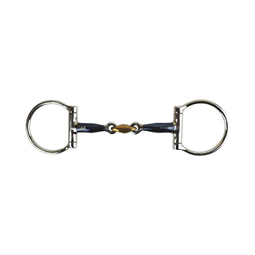 AK Sweat Iron D-Ring Double Jointed Lozenge mit Copper Joint Horse Riding Bits AKRS-102604 (Blau/Silber, 4.50'') von AK Riding Sports