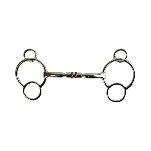 AK Universal Loose Ring Rotary Double Copper Roller Snaffle Horsebit Riding Bit AKRS-2617 (Silber, 4.50'') von AK Riding Sports