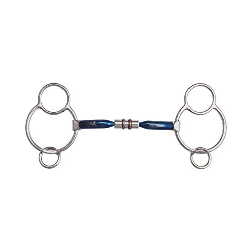 AK Universal Loose Ring Rotary Double Copper Roller Trensen-Reitgebiss Sweet Iron AKRS-2637 (Blau-Silber, 4.50'') von AK Riding Sports