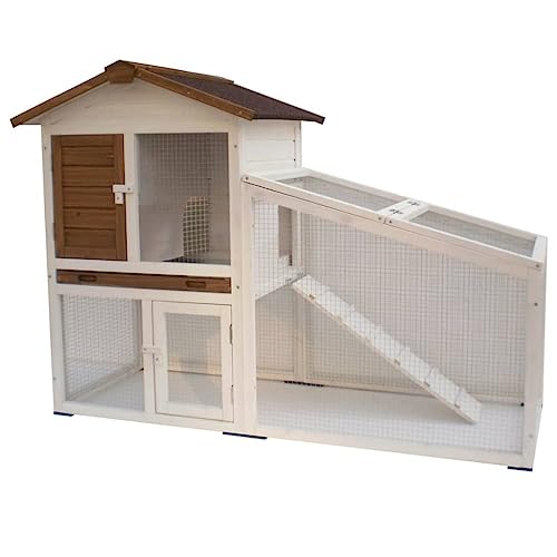 AK for Pets Hasenstall 2 Etagen, weiß, 140x65x100 cm von AK for Pets