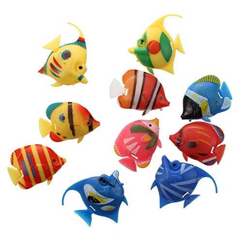 AKAZI 10X Schwimmende Kuenstlich Fisch Ornament Dekoration Fuer Aquarium Fish Tank von AKAZI