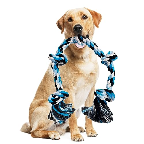 AKONE Hundespielzeug unzerstörbare Seil, Robuste Kauspielzeug Zerrspielzeug Hund Seil für Aggressive Kauen Dog Rope Toy Extra große 6 Knoten Tough Seil Für mittlere und große Hunde (90cm) von AKONE