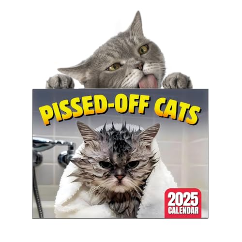 AKONE Pissed Off Cats Kalender 2025, Lustige Wandkalender 2025, 12 Monatskalender 2025, Pissed Off Cats Katzenmusterkalender, 2025 Mehrzweck Wandkalender zum Planning für Katzenliebhaber von AKONE