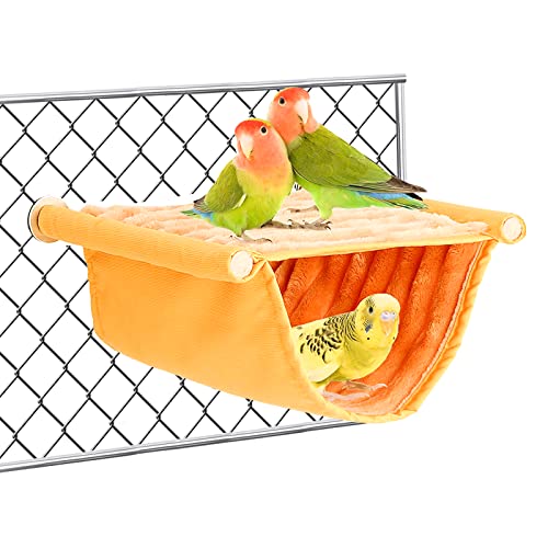 Vogel Hängematte Etagenbett, Vogelnest Höhlen Schlafplätze Vogelkäfig Zubehör Vogel Spielzeug Vogelnest Etagenbett Hängende Hängematte für Wellensittich Nymphensittich Finken Hamster Rennmaus (Orange) von AKONE