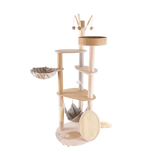 AKPHBKFG Katzenkratzbrett, mehrlagig, Plüsch-Kletterturm, Plüsch-Katzenbett, Indoor-Kratzbaum, geeignet für Indoor-Katzen zum Klettern und Entspannen, geeignet für cremefarbene Katzen, 50 x 53 x 145 von AKPHBKFG