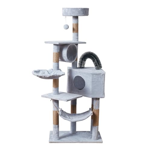 Kratzbaum für Katzen, mehrschichtiger Plüsch-Kletterturm, Plüsch-Katzenbett, Indoor-Kratzbaum, geeignet für Indoor-Katzen zum Klettern und Entspannen, in einer Vielzahl von Farben, A, 150 x 50 x 50 cm von AKPHBKFG