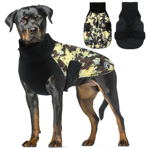 ALAGIRLS Hundemantel Französische Bulldogge Hundemantel Grosse Hunde Winter Hundemantel Winter Regenmantel Hund ALADC002 BrownStarCamo XXXL von ALAGIRLS