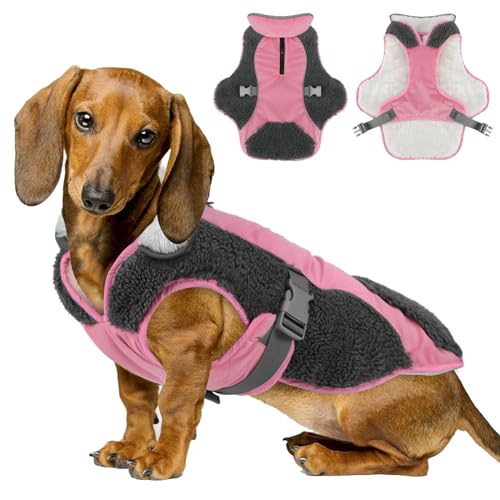 ALAGIRLS Hundemantel Hunter Hundemantel Winter Hundemantel mit Bauchschutz Hundemantel Französische Bulldogge ALADC1105-Pink-L von ALAGIRLS