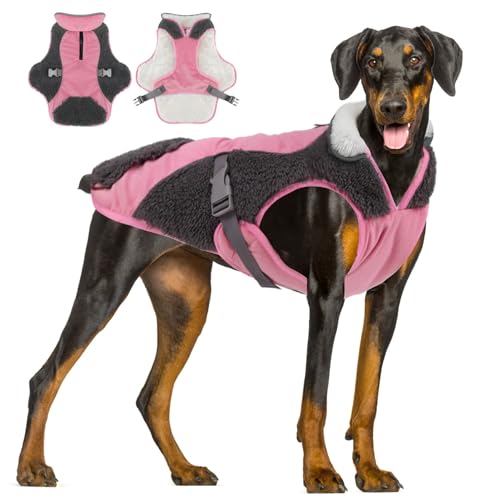 ALAGIRLS Hundemantel mit Geschirr Kleine Hunde Hundemantel Hundemantel Winter Hunde Warm Hundemantel ALADC1105-Pink-M von ALAGIRLS