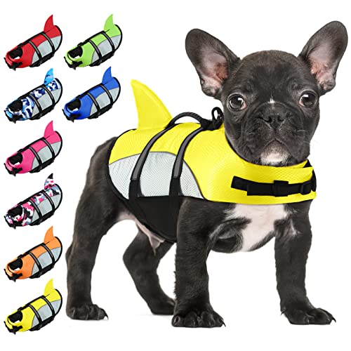 ALAGIRLS Kleine Hunde Schwimmweste, Neue Sportliche Rettungsweste für Hunde mit Verstellbaren Gurten ALADLJ001 Yellow M von ALAGIRLS