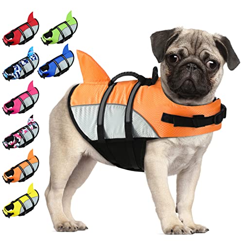 ALAGIRLS Schwimmweste Neopren Hundeschwimmweste mittel Hund Rettungsweste, Haustier Schwimmweste Reflektierende Badeanzug Ripstop Lifesaver mit Langlebigem Rettungsgriff für Hunde ALADLJ001 OrangeN S von ALAGIRLS