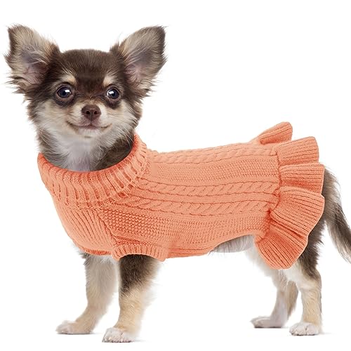 ALAGIRLS Winter Weicher Atmungsaktiver Hundepullover, Warme Welpenkleidung, Klassische Rollkragen Strickwaren Haustierbekleidung, Weihnachts HaustierOutfits Bekleidung für große Hunde, LightOrange XXL von ALAGIRLS