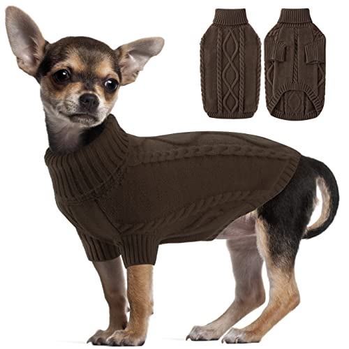 Alagirls Warmer Hundewinterpullover für große Hunde, Rollkragen, Strickware, Katzenpulli, Hündchenmantel, Weihnachten, Feiertags-Haustier-Outfitkleidung, Kaffeebraun, Größe XL von ALAGIRLS