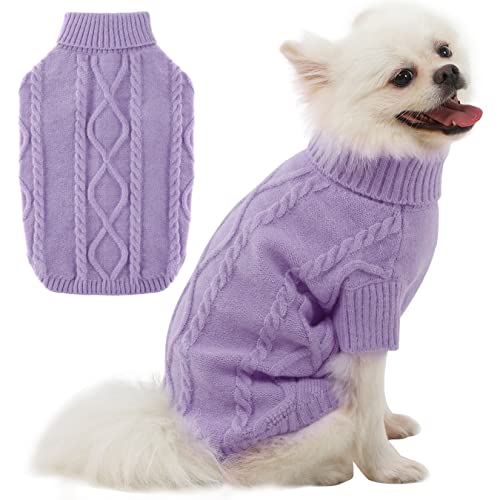 Haustier Katze Hunde Pullover, Winter Warme Hunde Jacke Weste Haustier Pullover Welpenpullover Hundepullover kleine Hunde Chihuahua Doggie Purple XXL von ALAGIRLS