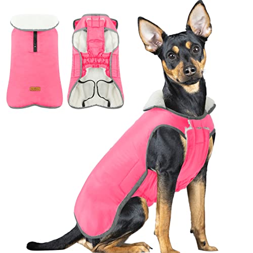 Hundemantel Wasserdicht, Hundejacke Französische Bulldogge, Hund Fleece Weste mit Reißverschluss, Warme Hundebekleidung für Kleine Hunde Chihuahua Dackel französische Bulldogge Teddy, Pink M von ALAGIRLS