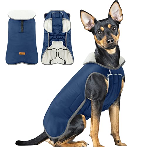 Hundemantel Wasserdicht, Hundejacke Französische Bulldogge, Fleece wasserdichte Hundepullover, Warmer Hunderegenmantel für Kleine Hunde Chihuahua Bomei französische Bulldogge Teddy, Navy M von ALAGIRLS