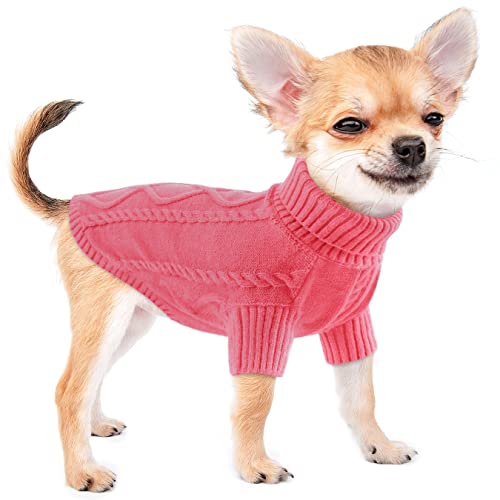 Hundepullover Weste Haustier Weich Stricken Wolle Pullover Gestrickt Häkeln Winter Warme Mantel Kleidung für Kleine Mittlere Hunde Pink XL von ALAGIRLS