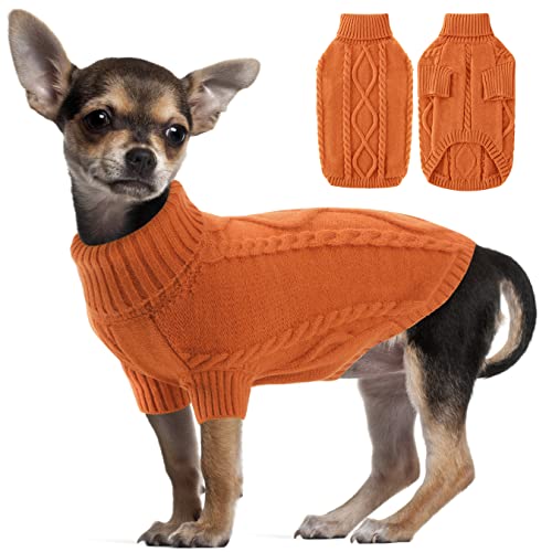 Klassischer Hundepullover, Warme Rollkragen Welpenkleidung Katzenpullover Hundemäntel, Winter Warm Halloween Weihnachten Haustier Outfits Bekleidung, Caramel XXL von ALAGIRLS