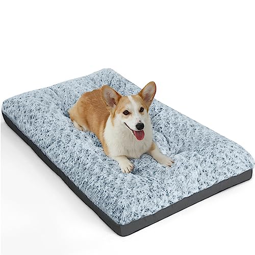 ALANMOND Hundebett Grosse Hunde, Hundematratze flauschig Hundematte mittelgroße Hunde, Waschbar Hundekorb wasserdicht rutschfeste, atmungsaktiv, Hundekisesen Grau 122x76 cm von ALANMOND