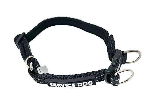 ALBCORP Reflektierendes Servicehundehalsband – Servicehund Gummi-Patch – langlebiger D-Ring für Diensttierleinen oder ID-Tags, Größe XS, Schwarz von ALBCORP