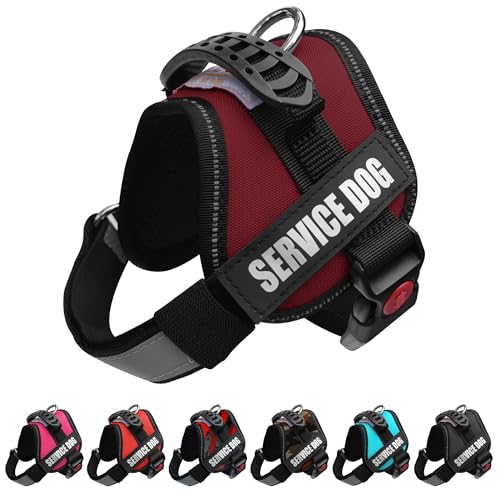 ALBCORP Therapiehund Service Dog Vest Harness - Reflective - Woven Polyester and Nylon Comfy Mesh Padding - Sizes from XXS to XL - Service Dog Patches Included Kastanienbraun, S von ALBCORP