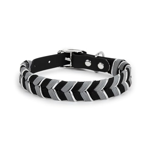 Albcorp Handgefertigtes PVC-beschichtetes Hundehalsband, luxuriöses, geflochtenes, wasserdichtes Halsband für kleine bis große Hunde, verstellbar, langlebig und leicht zu reinigen, stilvolles Design von ALBCORP