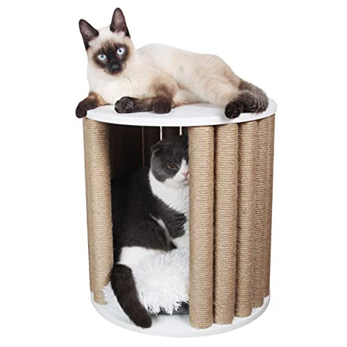 ALEjon 2-in-1-Katzenhausbett für Hauskatzen, verschleißfester Katzenhaushocker für Kätzchen/kleine Hunde/kleine Haustiere, inklusive abnehmbarem Kissen von ALEjon