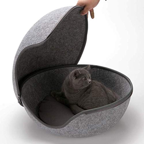ALEjon Eier Katzennest, eiförmige warme Katzenhöhlenhäuser, süße Heimtierbedarf (Farbe: Grau) von ALEjon