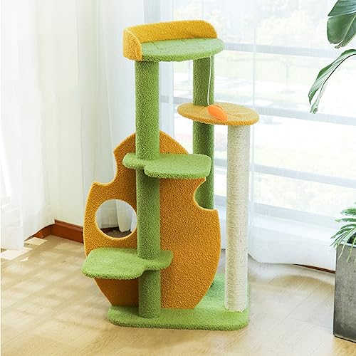 Dynamische, mehrstöckige Katzenmöbel: Hohes Design, Sisal-Kratzbaum, Katzenregale mit Sitzstange und Spielzeugball – Perfekter Indoor-Kletterbaumturm für mittelgroße bis große Kätzchen von ALEjon