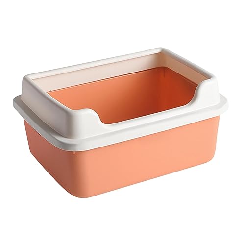 Orange Katzentoilette mit hoher Seite und offener Oberseite – leicht zu reinigen und langlebig – ideal für Hauskatzen – Haustiertoilette für kleine Haustiere – Größe: 38 cm x 26 cm x 19 cm von ALEjon