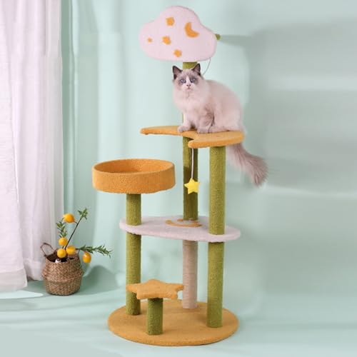 Plüsch-Kratzbaumturm: EIN stilvolles Wohnmöbel mit Vergnügungsplattform, Kratzbäumen und Spielzeugball für den Lebensraum Ihres Kätzchens von ALEjon