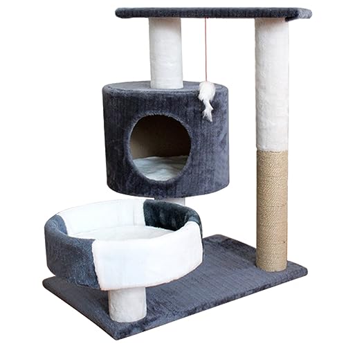 Purrfect Paradise: Mehrstöckiger Kratzbaumturm mit geräumiger Eigentumswohnung, oberer Sitzstange und Kratzbaum – ideal für kleine und große Zimmerkatzen von ALEjon