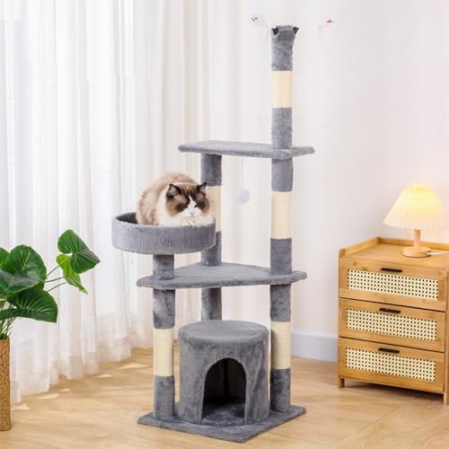 Ultimatives Katzenparadies: Mehrstöckige Katzenwohnung mit Kratzbaum, Sitzstange und Spielzeug – 95/141/146/182 cm – Ideal für Kätzchen und Erwachsene Katzen – Stilvolle Katzenmöbel von ALEjon