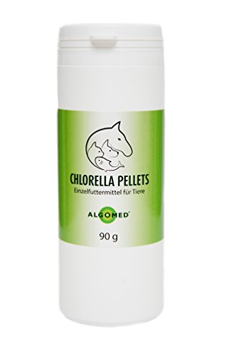 Chlorella Pellets aus Deutschland - Einzelfuttermittel für Tiere wie Hund, Katze, Pferd - Premium Chlorella Algen Trockenfutter - Chlorella Vulgaris roh, vegan, rein und kontrolliert | Algomed 90g von ALGOMED