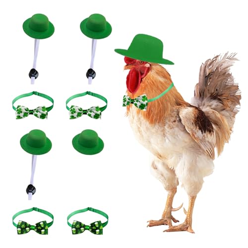 ALI2 St. Patrick's Day Hühnerhut, Junggesellinnenabschied, Urlaubskostüm, Huhn-Outfit, grüner Hut, Fliege für Huhn, Enten, Gans von ALI2