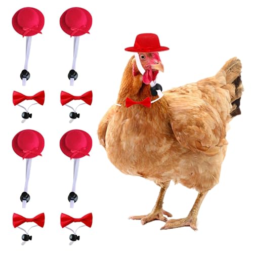 ALI2 Valentinstag Huhn Hennen Urlaub Kostüm Tag Huhn Outfit Roter Hut Fliege für Huhn Enten Gans von ALI2