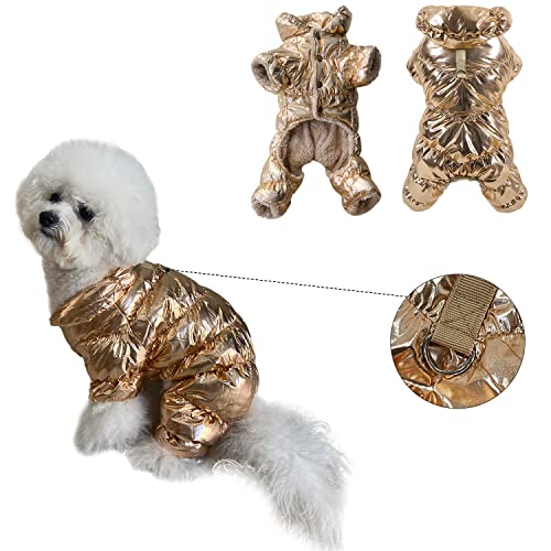 Hund Wintermäntel Hund Schneeanzug Wasserdicht Winddicht Hund Kaltwetter Mäntel für kleine Welpen Hunde Warm Fleece Futter Hundemantel Kleidung Hundepufferjacke Hundebekleidung mit D Ring Rose Gold von ALILANG